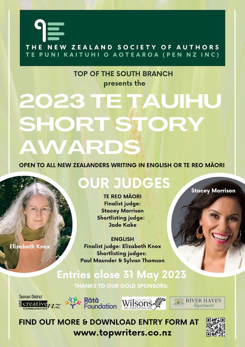 Kerry Sunderland (@writeaxmedia) on Twitter photo The <a href="/NZSocAuthors/">NZ Society of Authors</a> Top of the South branch committee, which includes me, are pretty chuffed <a href="/ElizabethKnoxNZ/">Elizabeth Knox</a> and Stacey Morrison have agreed to be our finalist judges. Entries close 31 May 2023 so get writing! The <a href="/NZSocAuthors/">NZ Society of Authors</a> Top of the South branch committee, which includes me, are pretty chuffed <a href="/ElizabethKnoxNZ/">Elizabeth Knox</a> and Stacey Morrison have agreed to be our finalist judges. Entries close 31 May 2023 so get writing!