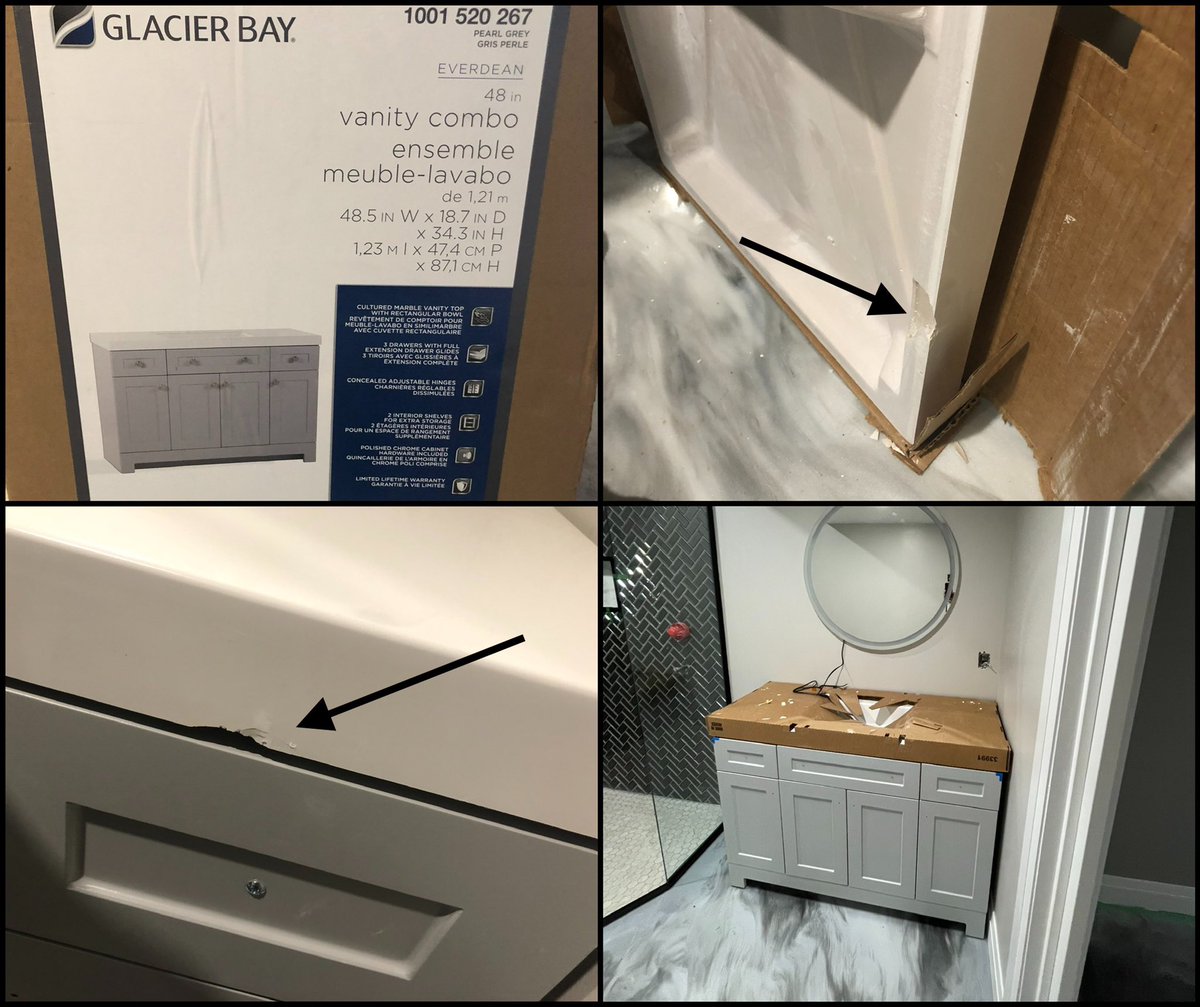 rayraycaraballo's tweet photo. @HomeDepotCanada Purchased last fall 4 my basement bath reno. Had to wait for contractors. Box was in good condition. Contractors unwrap the cracked 1 piece marble. Home Depot says no help as we r outside of 90 days. Thx 4 nothing! 
#pandemic #homeownernotsaving #Icantdoit 🤦🏻‍♂️🥺 https://t.co/xxMxBb8BKx