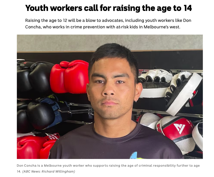 YSAS youth worker Don Concha spoke with @abcnews @rwillingham about the need to raise the age of criminal responsibility to at least 14. 

No 12 year old child should grow up in prison, @DanielAndrewsMP must #RaiseTheAge to at least 14. No exceptions. 

📰abc.net.au/news/2023-04-2…