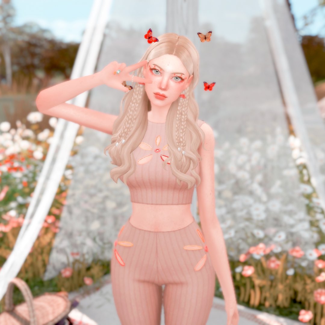 ro_simmer's tweet photo. — Spring 🍃 inspired Sim I made for jaechy's first contest in her server! 

I love the little mushroom earrings 🍄🤍 https://t.co/Ucajlbv0Os