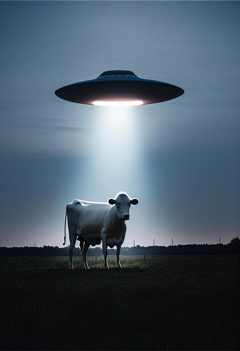 next_prompt's tweet photo. “ultra sharp photograph of a huge prototype ufo shining a light on a small flying cow. full body visible, The image is shot with a Canon EOS 5D Mark IV and Fujifilm Superia X-TRA 400 film. Cinematic colorgrading, dystopian lighting, ...”

~ Prompt by Rieko #MidJourney #AiArtwork https://t.co/UEhRAEIBY1
