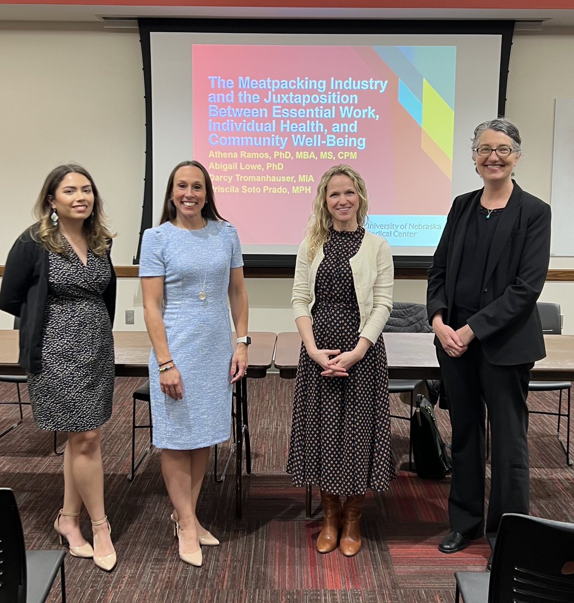 Our @unmc @neappleseed team was happy to share what we have learned about #meatpacking, the pandemic, and communities at the #GreatPlains2023 with @UNLGreatPlains #workersafety #essentialworkers