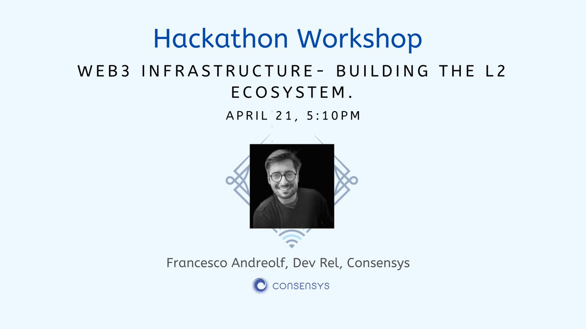 EthTaipei's tweet photo. Want to get a better picture of Web3 infrastructure? Join us with @ConsenSys on building the L2 ecosystem  @francescoswiss  
📅April 22, 17:10 https://t.co/aC46I8GU0W