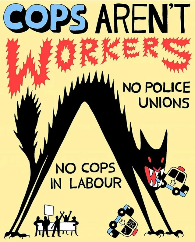 this is why we say cops aren't workers, cops are strike breakers