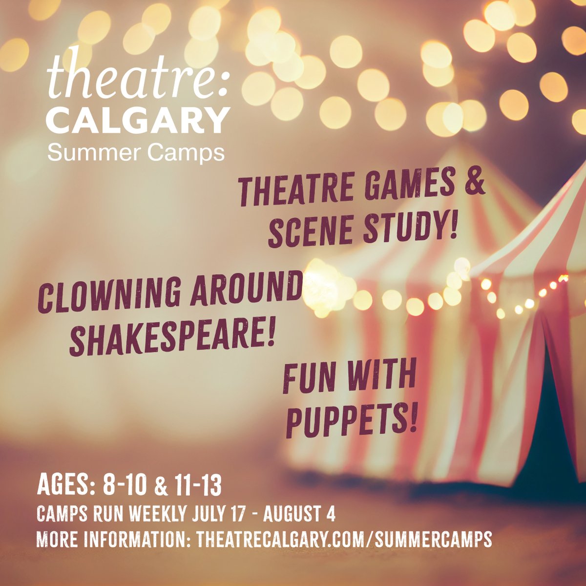 TheatreCalgary's tweet photo. Introducing... Theatre Calgary Summer Camps! 🎭
Cultivate your kids’ artistic side this summer! We will be hosting 3 creative performing arts workshops for ages 8-13.
For Summer Camp details and to signup, visit: https://t.co/CFeXYyFwZN
#yycsummercamps #yycsummer #yycarts https://t.co/FKBKJsIe4F