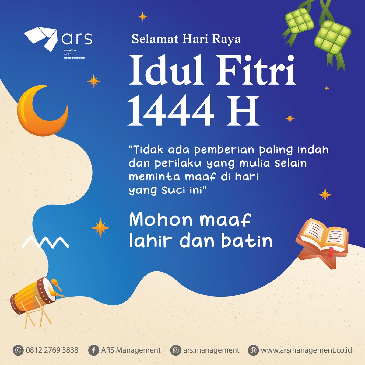 Selamat Hari Raya Idul Fitri buat teman-teman yang merayakan, baik hari ini maupun besok 😁
-
arsmanagement.co.id
0812-2769-3838

#idulfitri
#lebaran
#ARSmanagement 
#bisniskonsultan 
#eventplanner 
#eventmanagement