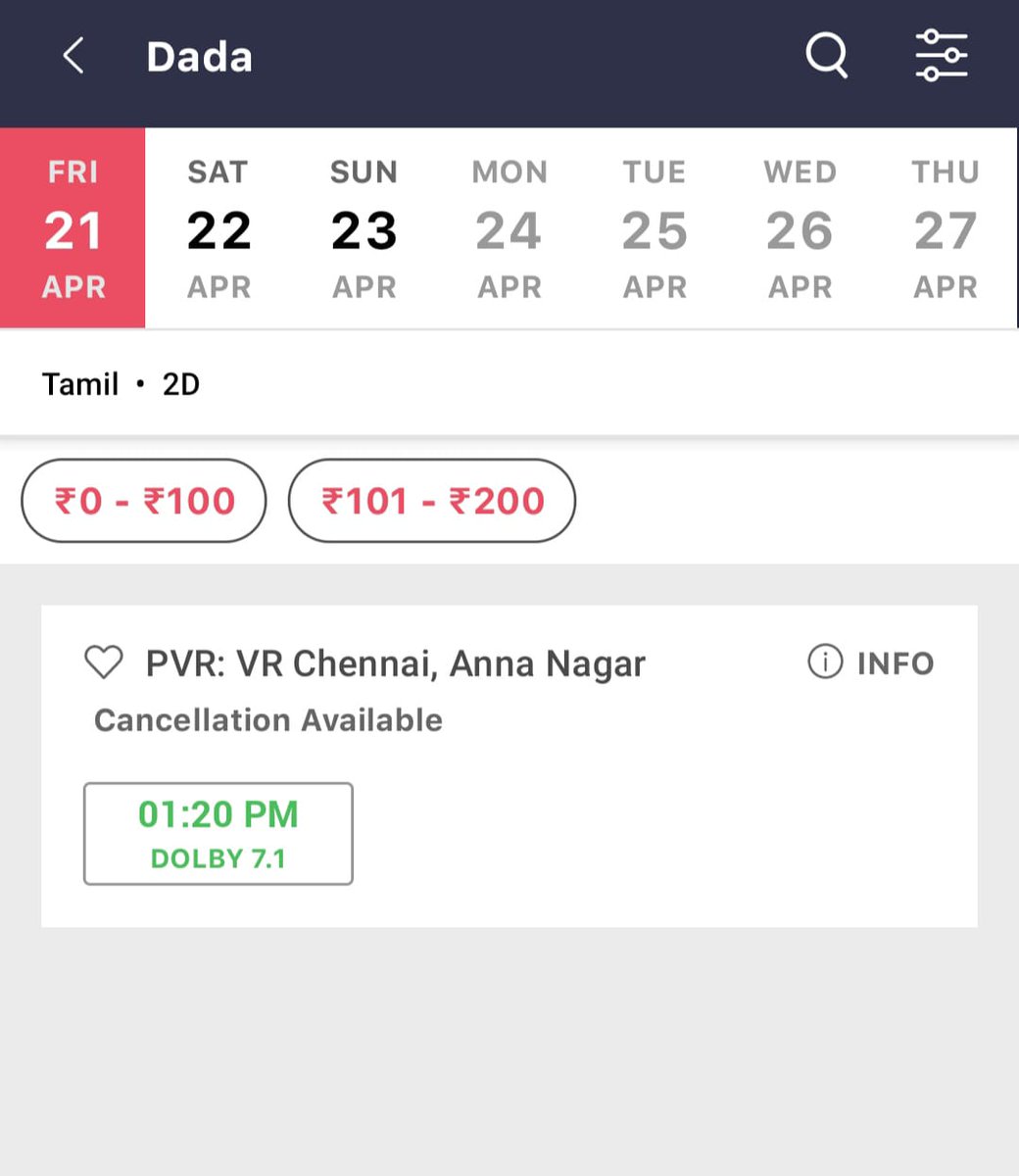 i_RA_Anand's tweet photo. @Kavin_m_0431's Box-office Hit #Dada
completed 70 days of theatrical run yesterday
and also enters 11th week today !!
Running in Annanagar PVR VR Mall (1.20pm)
#BlockbusterDada https://t.co/5nBp0LXxY0