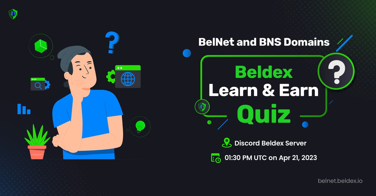 BeldexCoin's tweet photo. 𝐁𝐞𝐥𝐝𝐞𝐱 𝐋𝐞𝐚𝐫𝐧 &amp; 𝐄𝐚𝐫𝐧 𝐐𝐮𝐢𝐳 𝟏𝟔

📖Topic: BelNet &amp; BNS Domains

📍Where?
Beldex Discord #quiz channel

⏰When?
01:30 PM UTC on the 21st of April, 2023

Join our discord to learn more - https://t.co/XZRllJnEie
#Beldex #BelNet #BNS #OneClickPrivacy https://t.co/JfOTtyksz3