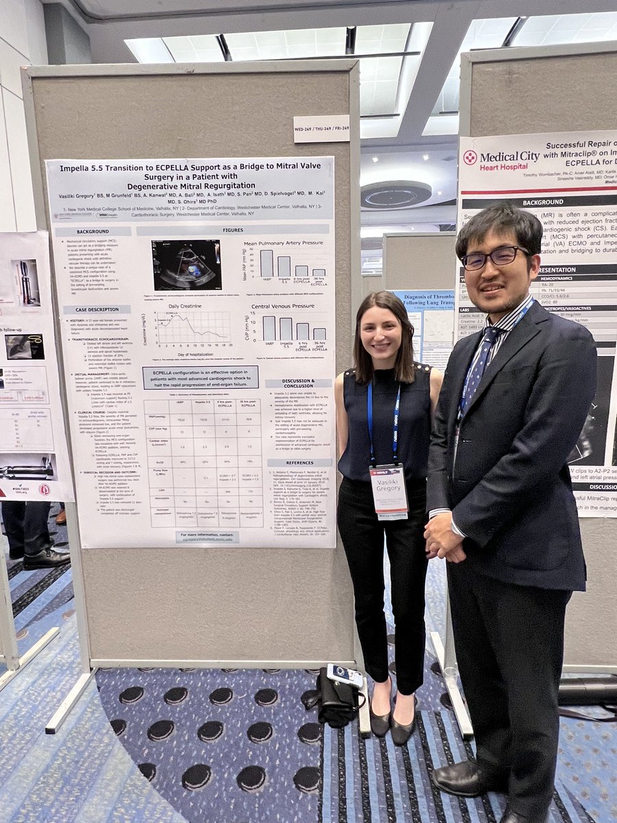 Thrilled to present our case of combined ECMO +Impella as ECPELLA in a bridge to MVR at #ISHLT2023
Important to consider combined MCS to halt progression of end organ failure, especially in pre-existing cardiomyopathy 
Thankful for my awesome mentor @SuguruOhira  ! 🌟
