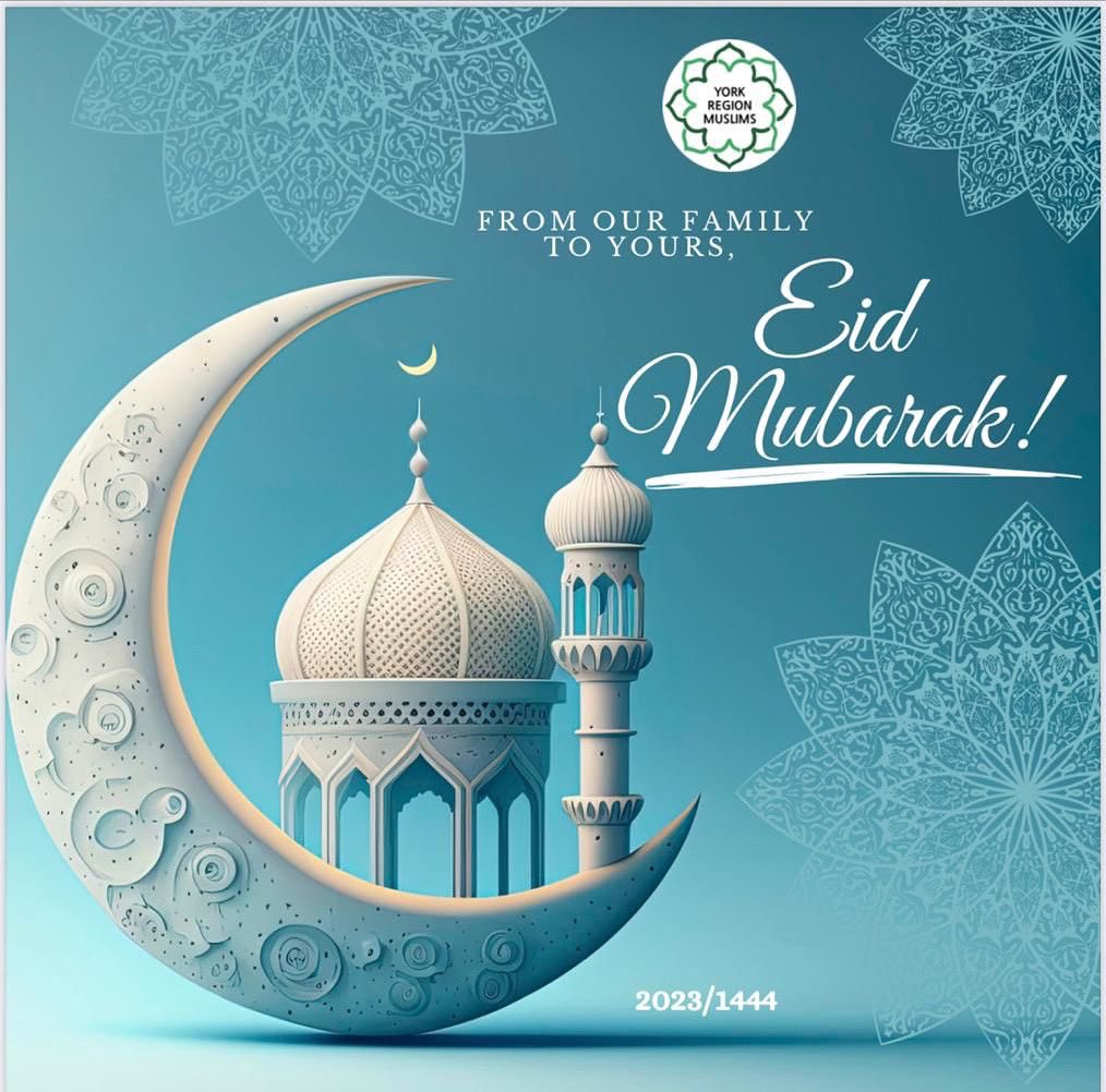 YRMuslims's tweet photo. Wishing a blessed, peaceful and joyous Eid Mubarak to Muslims across Canada and the world! 🌙 🎉#EidUlFitr https://t.co/FTJL91qp9t