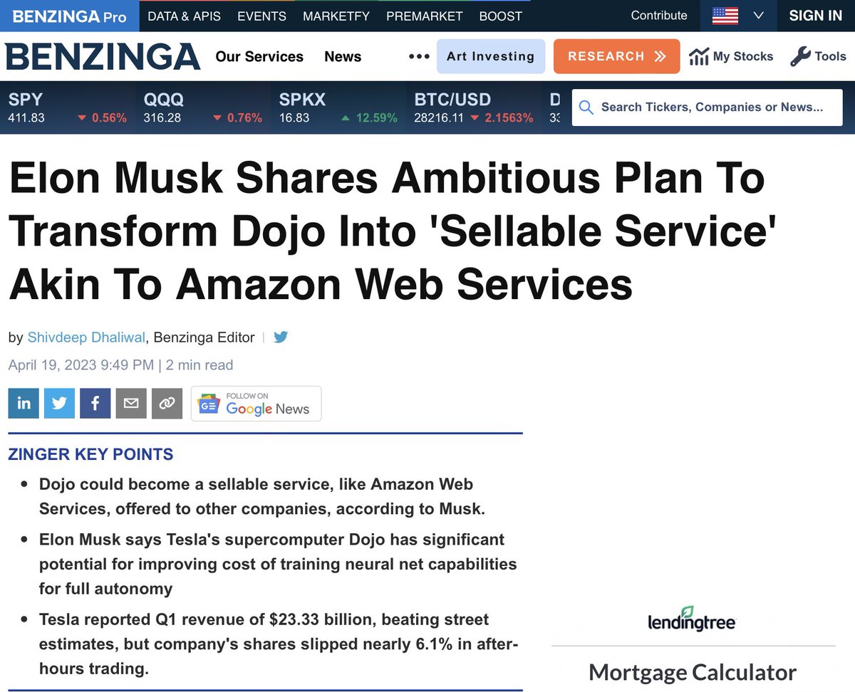 Dojo could become a sellable service like Amazon web services. -<a href="/elonmusk/">Elon Musk</a> 

benzinga.com/news/23/04/319…