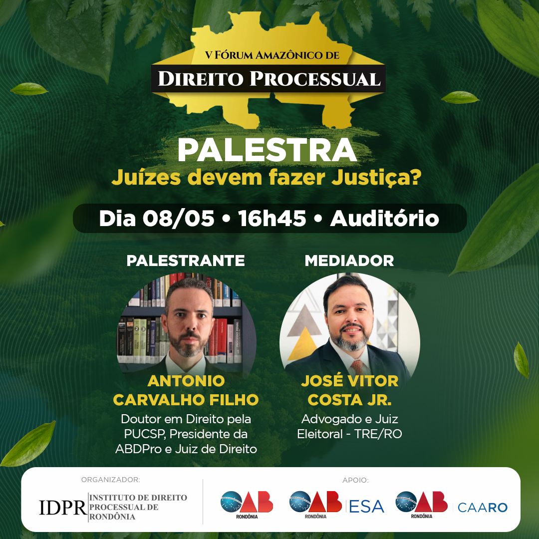 idprprocesso's tweet image. 3 palestras já confirmadas no V Fórum Amazônico de Direito Processual.
