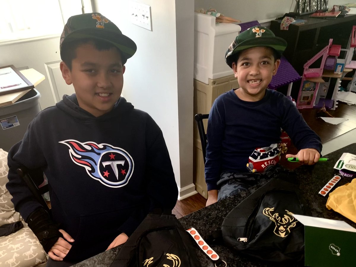 MatthewSfirakis's tweet photo. @Bucks @Giannis_An34 the boys loved their package from @Bucks.  Thank you 🙏 my youngest Lucas who is in 2nd grade cheers for the Bucks @Giannis_An34  every night.  I wish I could take them to a game one day 🤷‍♂️ https://t.co/oR0f69j1RP