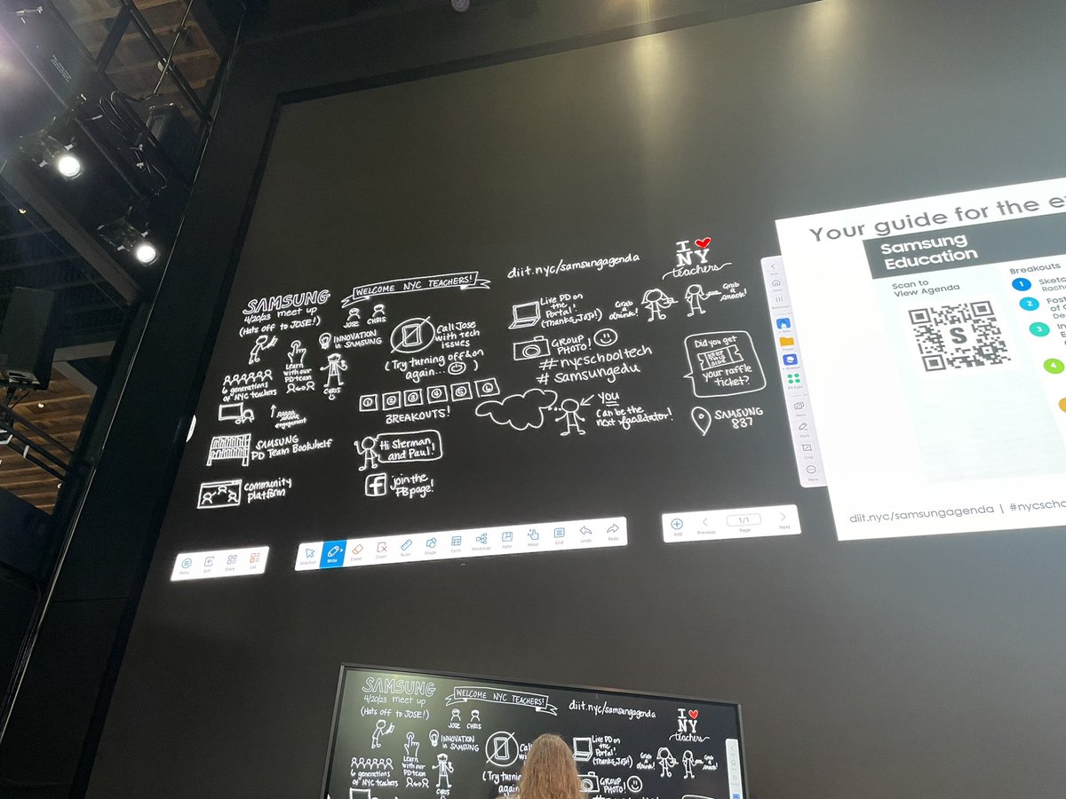 Tech meetups are the best! Great conversations around the impact of AI in education & be sure to check out Adobe Express for student portfolios! Need to learn how to sketchnote with @racheldswanson next time. Thanks #samsung837 for hosting! #NYCSchoolsTech #SamsungEdu