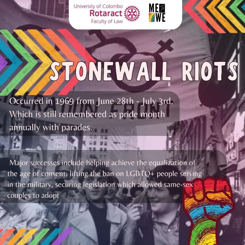 Rotaract_LawFac's tweet photo. Various iconic moments of queer history have advanced the LGBTQ+ rights movement from as far back as the 1920s through today. 📷📷
#MeToWe
#LGBTQ
#HumanRights
#Rotaract
#RACFOL
#Rotaract3220
#Rotaract
#ImagineBeyondBounds
#srilanka https://t.co/4DX3GnAzhl
