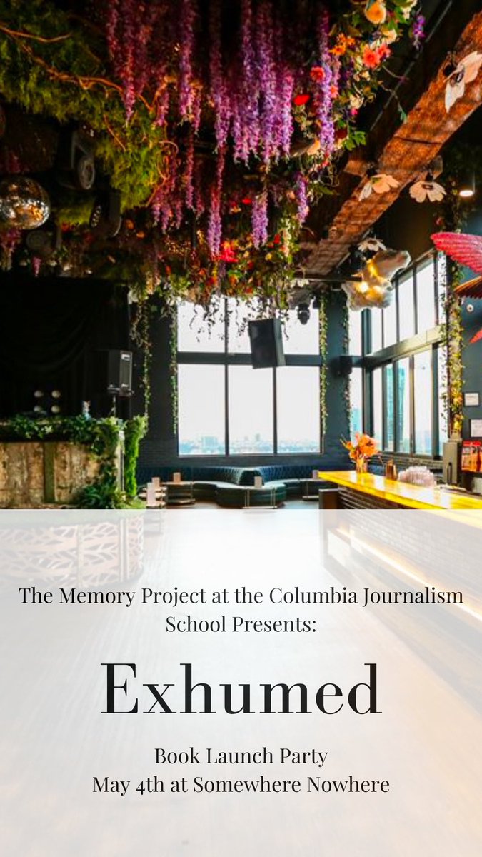I’ve been working on a book with 16 of my classmates for the Memory Project this semester. It’d be an honor to have you at our launch party for Exhumed, a collection of our stories which will be available on Amazon starting May 1st:
eventbrite.com/e/book-launch-…