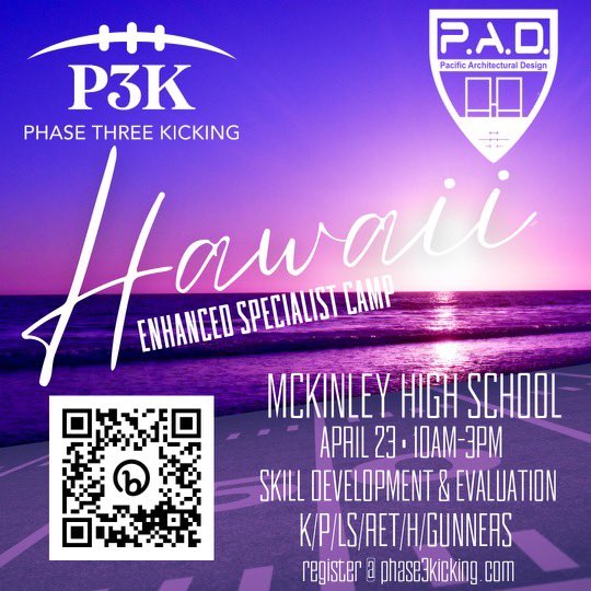 PorterEllis_K's tweet photo. Don’t miss this opportunity to get some quality #specialist training. No mainland travel required!!!!! @Phase3Kicking @LaunchPadKickT @WizardKicking @PAD__LLC #808specialist https://t.co/sYCrIuU282