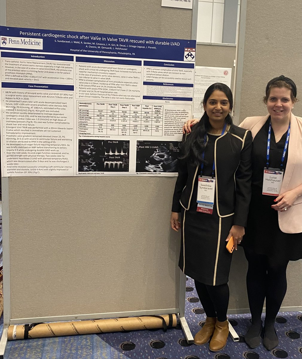 LuiseHolzhauser's tweet photo. Great work by our all star ⭐️⭐️⭐️@PennCardiology Advanced HF 💔🫀fellow @swethika on a case report of rescue LVAD following valve in valve TAVR complicated by patient prosthesis mismatch ⭐️⭐️⭐️ https://t.co/8F4dA059Kq