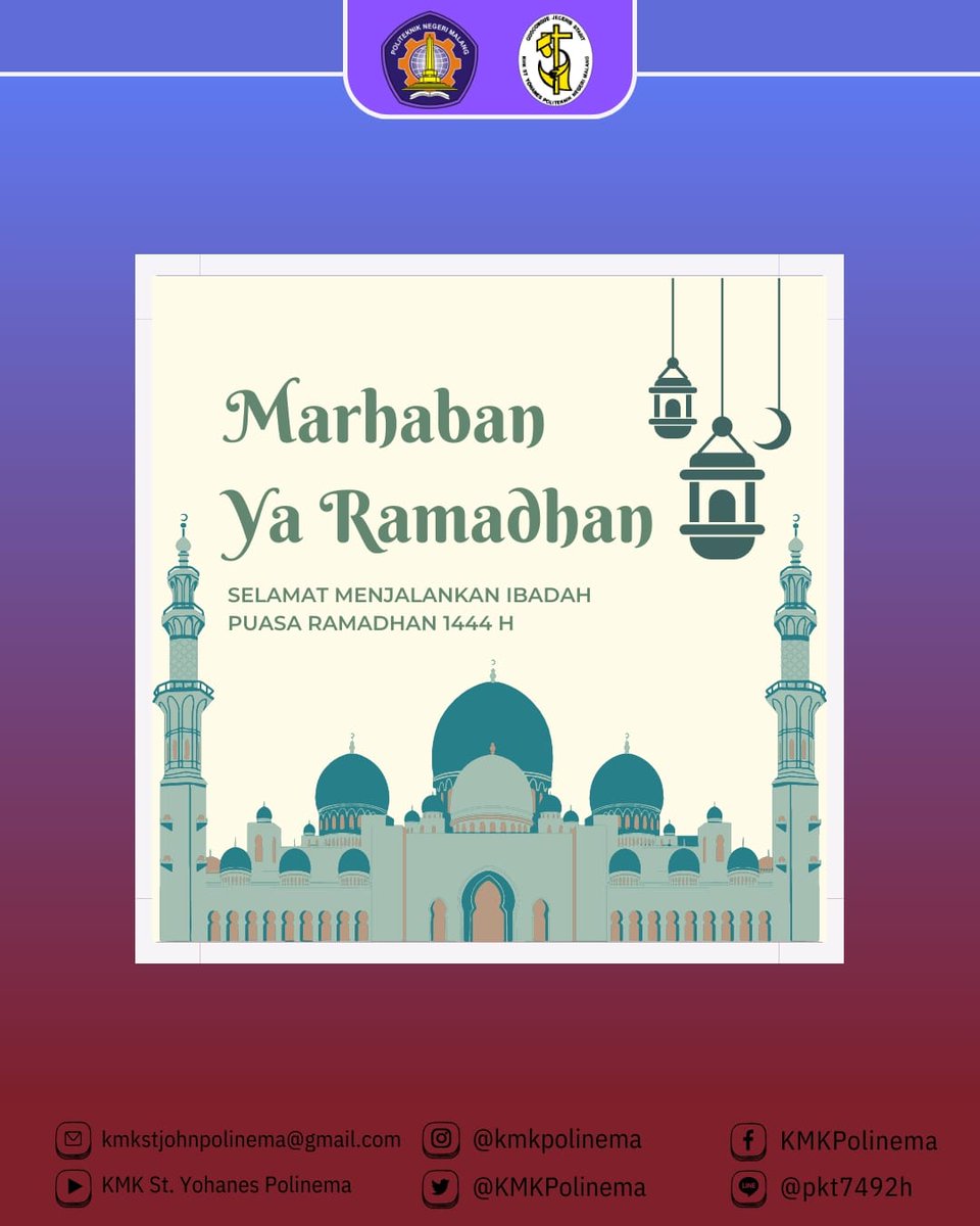 [Selamat Menunaikan Ibadah Puasa]
.
Kami segenap Keluarga Mahasiswa Katolik St.Yohanes Politeknik Negeri Malang mengucapkan, Selamat Menunaikan Ibadah Puasa Ramadhan Tahun 1444 H. Bagi saudara dan saudari yang melaksanakannya.
.
-Rabu, 22 Maret 2023-
.
#kmk #kmkkasih #kmkpolinema