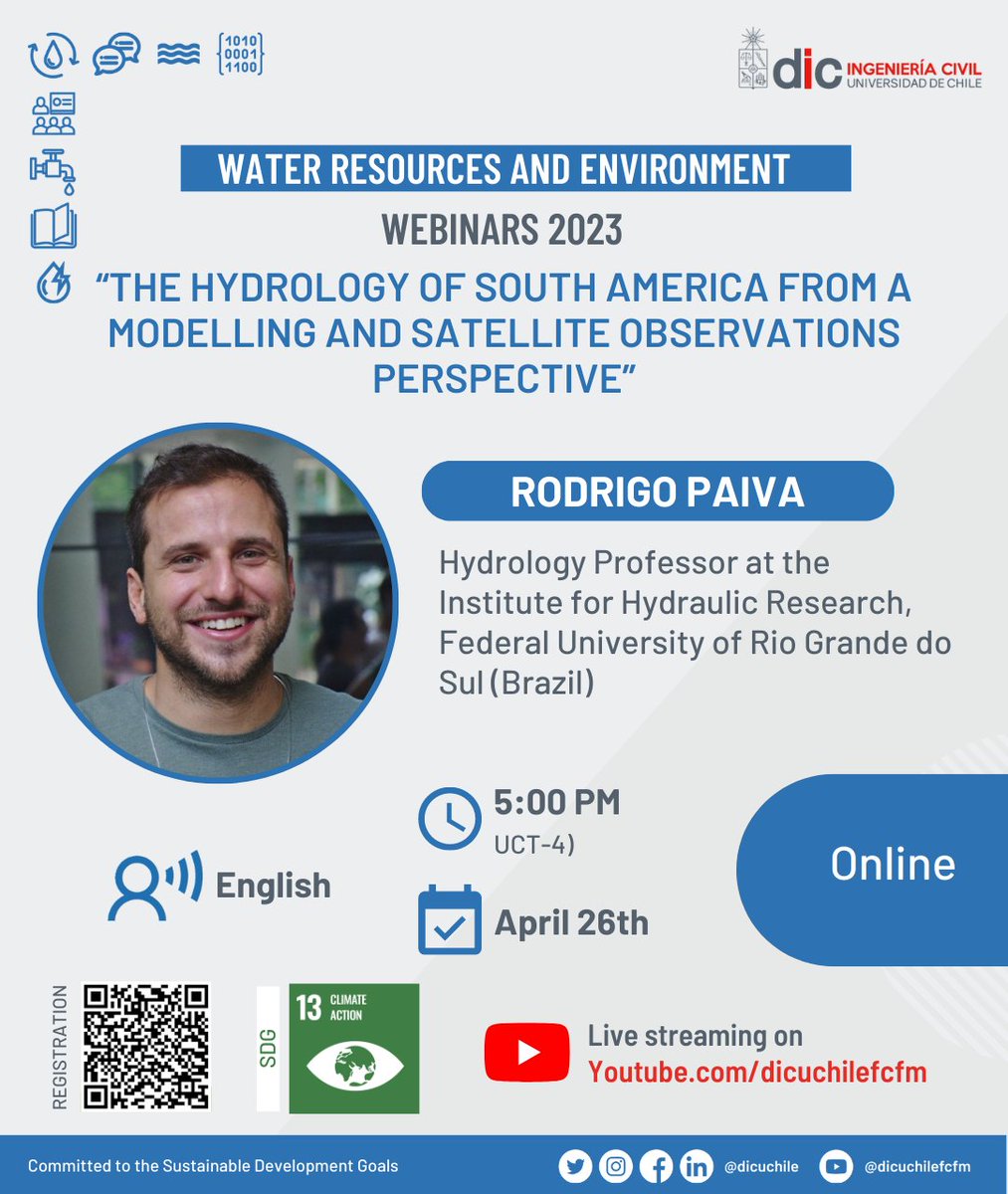 nvasquezpl's tweet photo. Don't miss the upcoming Water Resources and Environment Webinar at
@UChile_Beauchef  with Dr. Rodrigo Paiva!
👇 https://t.co/OwAsdPSaK7