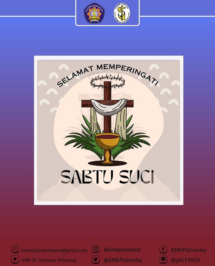 ✝️[Hari Sabtu Suci] ✝️

Sabtu Suci / Sabtu Sunyi / Sabtu Sepi didedikasikan sebagai hari tenang untuk beristirahat bersama Yesus yang sedang wafat di kubur-Nya yang gelap.