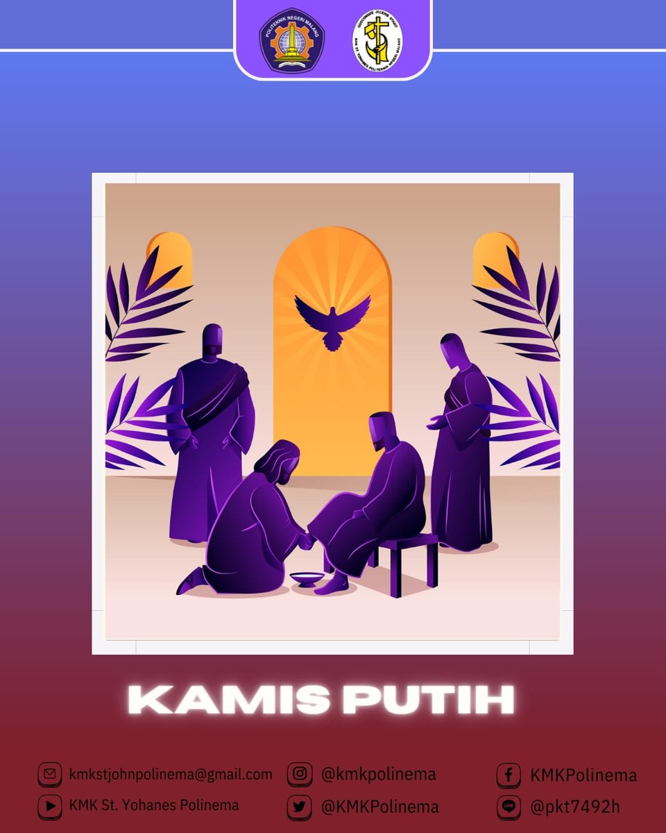 ✝️[Hari Kamis Putih] ✝️

Perayaan Kamis Putih setidaknya memperingati 3 hal penting: Penetapan Sakramen Ekaristi, penetapan Sakramen Imamat, dan perintah baru dari Yesus untuk saling mengasihi.