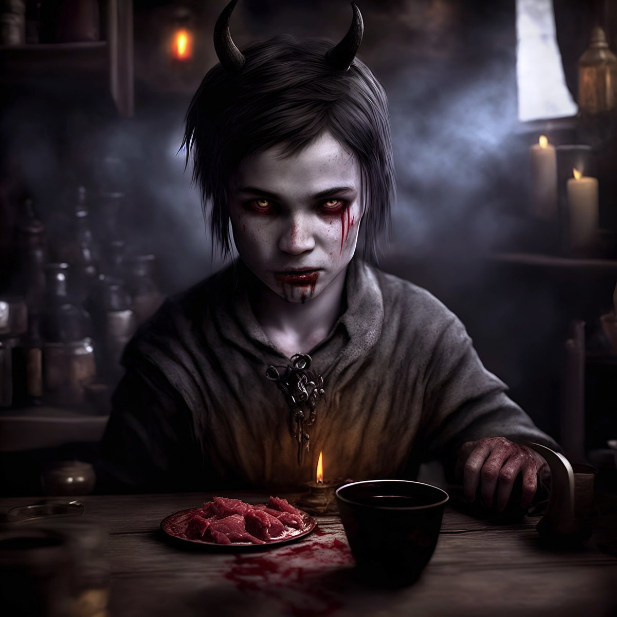 LecolleyVincent's tweet photo. Corrupted Tiefling, victim of the experiments of a twisted mage for 3 years, is now free for the rampage!

#dnd #rpg #ttrpg #dungeonsanddragons #leonardoai #AIart #photoshop #AIartcommunity #AIlust https://t.co/YimbZjQcFV