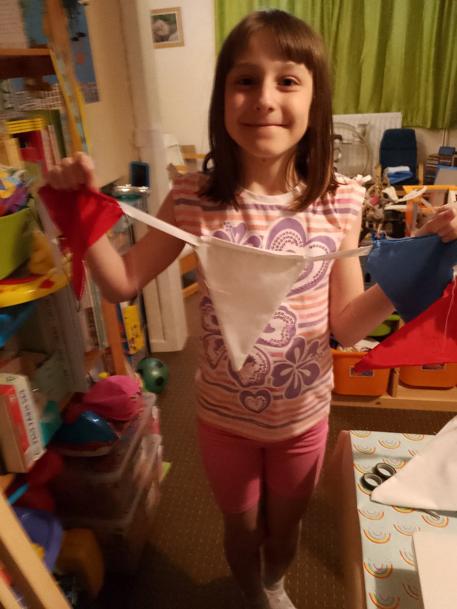 InkpinJenny's tweet photo. The girls have been busy making bunting for the new sensory garden, we're so excited to see it @HLC_Primary @MrsCaseyHLC @mrscouzens1 https://t.co/SDTMMOCDEl