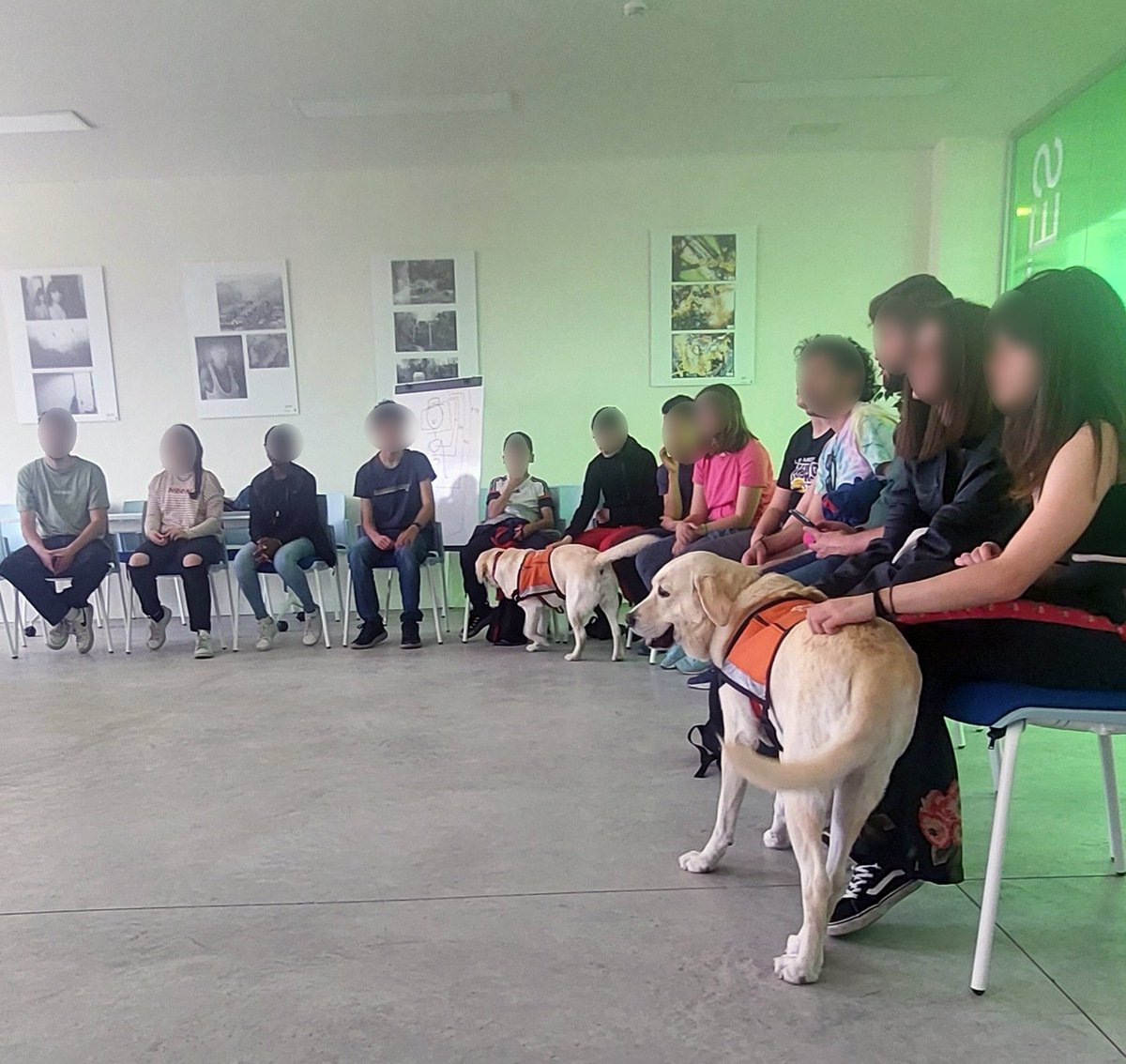 MiPerro_Sabe's tweet photo. El pasado sábado 15 de abril, estuvimos en el Centro Juvenil Pipo Velasco, en el distrito Usera d Madrid, realizando un taller d Introducción a las Intervenciones Asistidas con Perras. Nos acompañaron India y Ayla. Aprovechamos la ocasión para hablar de @accionsocialmiperrosabe https://t.co/vISJDe4pgb