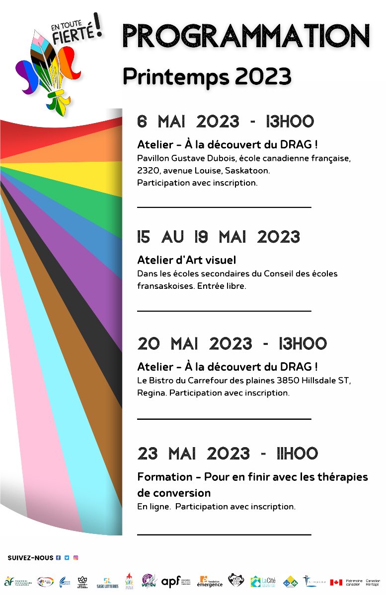 Dévoilement des activités "En toute fierté" du mois de mai.