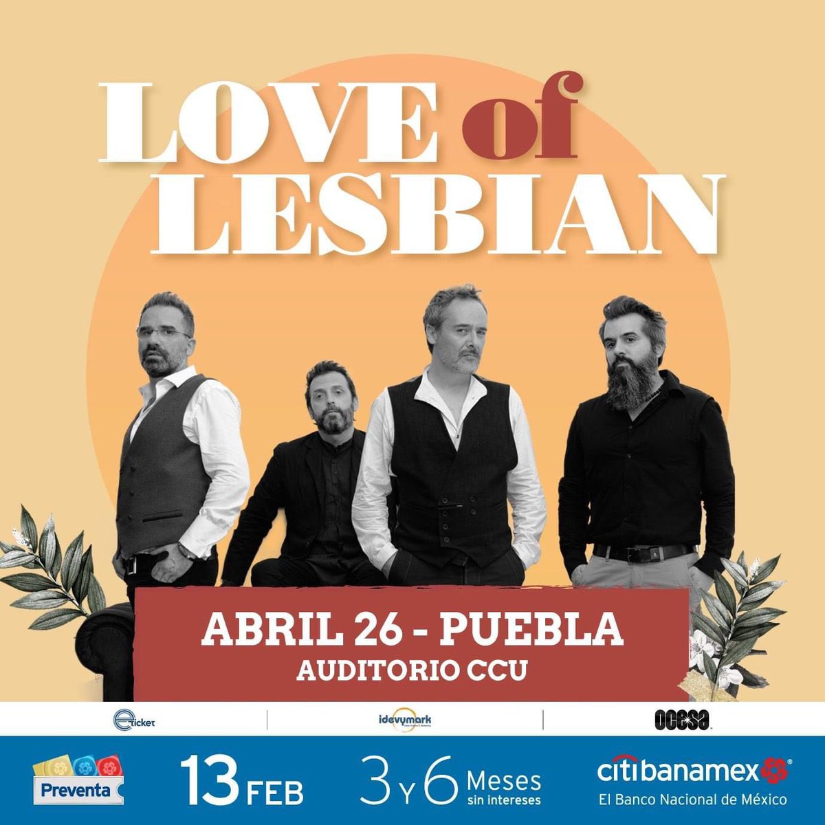 Espectro_tw's tweet photo. Ya falta poco para  el regreso de @loveoflesbian en México 🇲🇽 

Puebla 26 de abril en @ccubuap ¡Boletos disponibles! 😎 https://t.co/2swEm25b7P