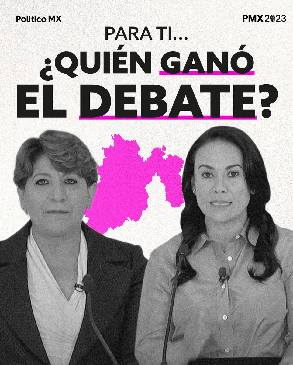 politicomx's tweet photo. #DebateEdomex l ¿Quién fue la ganadora del primer debate para la gubernatura del Estado de México: @AlejandraDMV o @delfinagomeza? 

🔁 Del Moral
❤ Delfina https://t.co/oBJlkjYN1d