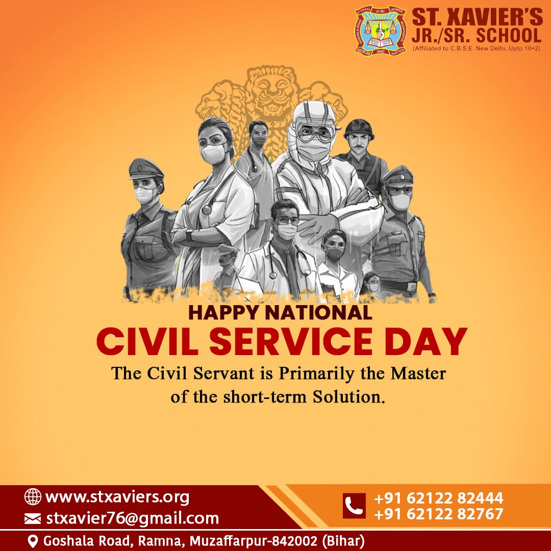 National Civil Service Day

#civilserviceday #cbsetopper #admissionOpens #admissionopen2023 #future #kidsFuture #StXaviersSchool #bestschool #bestinstitute #bestintown #bestinfrastructure #bestfaculty #besteducation #school #institude #bestschoolinmuzaffarpur #bestinfrastructure