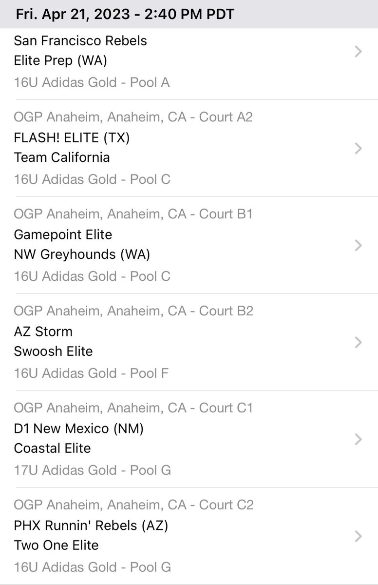 StageCircuit's tweet photo. The Stage Act I Adidas Gold tips off at 2:40 pm tomorrow in Anaheim, CA! @OpenGymPremier @Compton_Magic #TheStageCircuit #adidasgold #3SGBcircuit 

Check out these first matchups it’s going to be a 🎥🍿 this weekend! https://t.co/DUWD8Iimwe