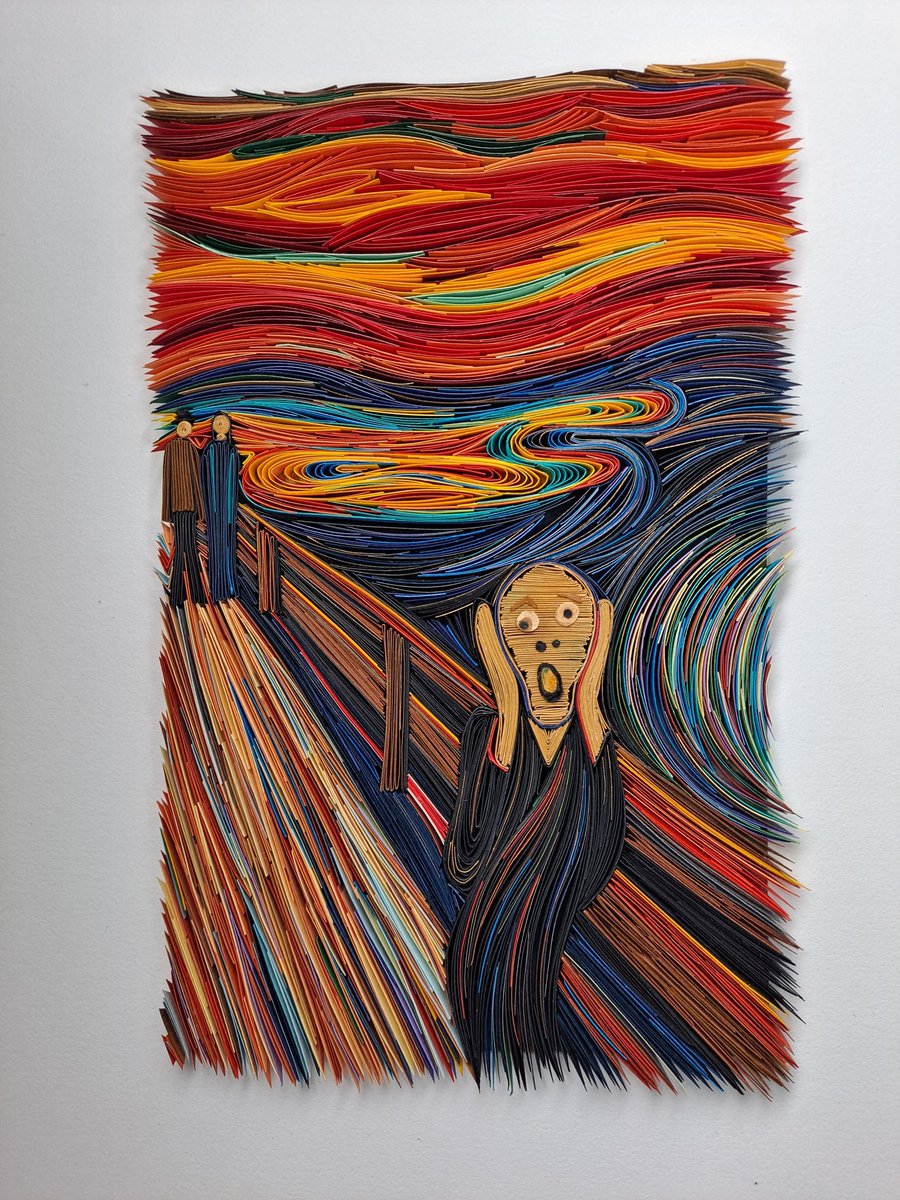 My interpretation of The Scream.  Painting with paper. #paperart #paperartist #quilling #quill #thescream