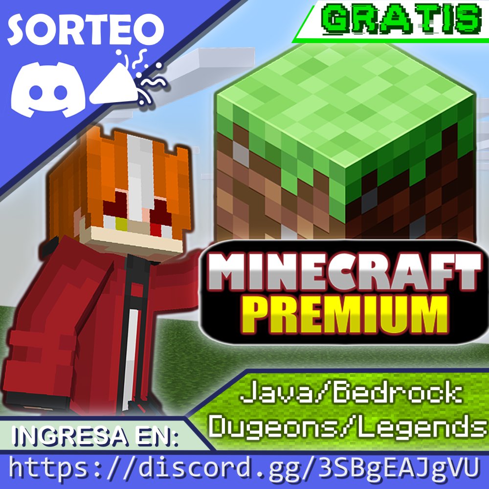 yosoytaku's tweet photo. 🎉Minecraft Premium Sorteo Gratis🎊
Dia 22 de abril 2:00pm Hora Venezuela! 🇻🇪
Discord Server: https://t.co/zStYDOYdtc
#minecraft #minecraftpe #minecraftbedrock #minecraftdugeons #minecraftlegends #minecraftpremium #sorteo #gratis #taku #takuempanada https://t.co/bmi7P8IqkM