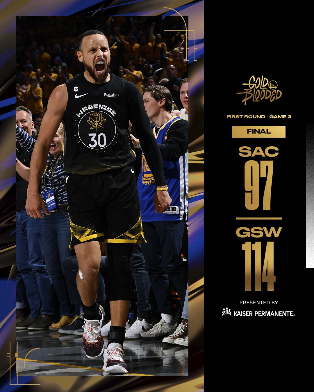 Final score graphic

Kings - 97

GSW - 114