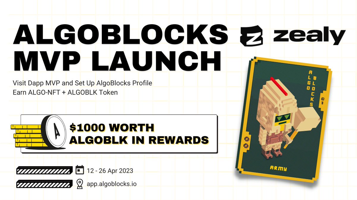 0xJosephK's tweet photo. 🔥#AlgoBlocks MVP Launch Celebration Giveaway
😎Campaign on @zealy_io is LIVE
🚀Prize Pool: $1000 #ALGOBLK + 100 ALGO-NFTs (Up to $4000 Rewards)
👉https://t.co/Ps0E1IqgiD
✍ Set Up a Profile Now on https://t.co/ET5bVIw7NU
🔥Good luck and grab your chance now! https://t.co/lD1aoW5K12