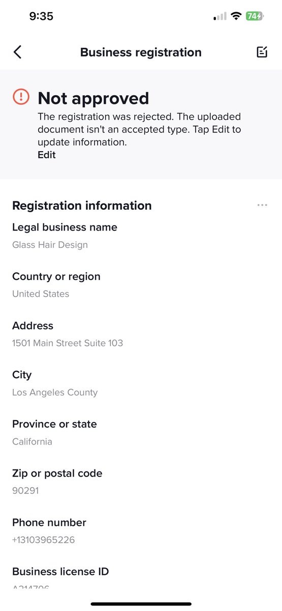 Hey <a href="/tiktok_us/">TikTok US</a> I’m not sure why you keep rejecting my business account .. I’m #glasshair