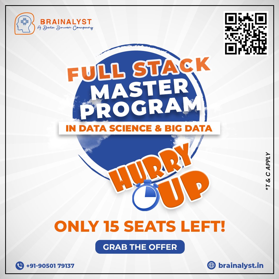 Brainalystindia's tweet image. &quot;Hurry! Limited time offer with only 15 seats left. Don&apos;t wait and secure your seat now before it&apos;s too late. Grab this incredible opportunity while you still can!&quot;  #brainalyst #LimitedTimeOffer #hurryup #hurryupandbuy #placement #jobassurance #FewSeatsLeft #RegisterNow