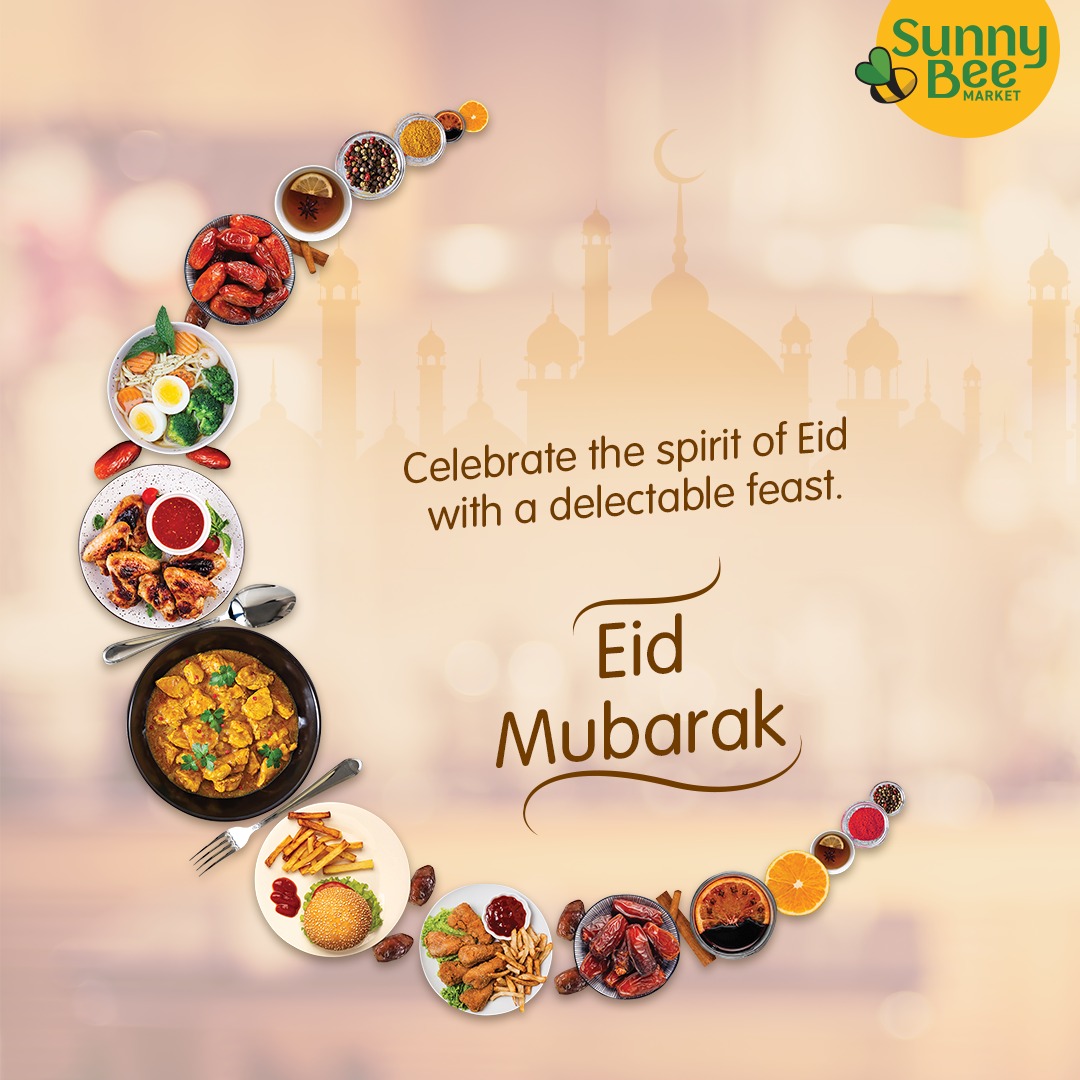 May your Eid celebration be grand with our fresh groceries and delectable treats.  We wish you and your loved ones a day filled with blessings, love, and peace. Eid Mubarak!    #SunnyBeeMarket #GatheringGoodness #RedefiningRetail #GroceryShopping #FreshProduce #EidMubarak #Eid
