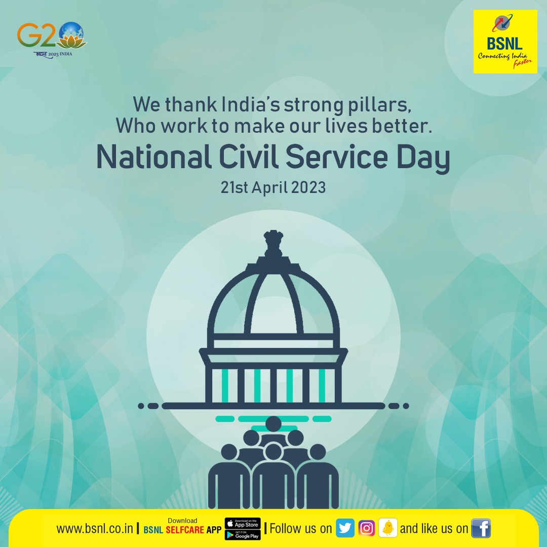 #BSNL wishes the civil services officers on #NationalCivilServiceDay. 
#G20India #BSNL #CivilServicesDay2023