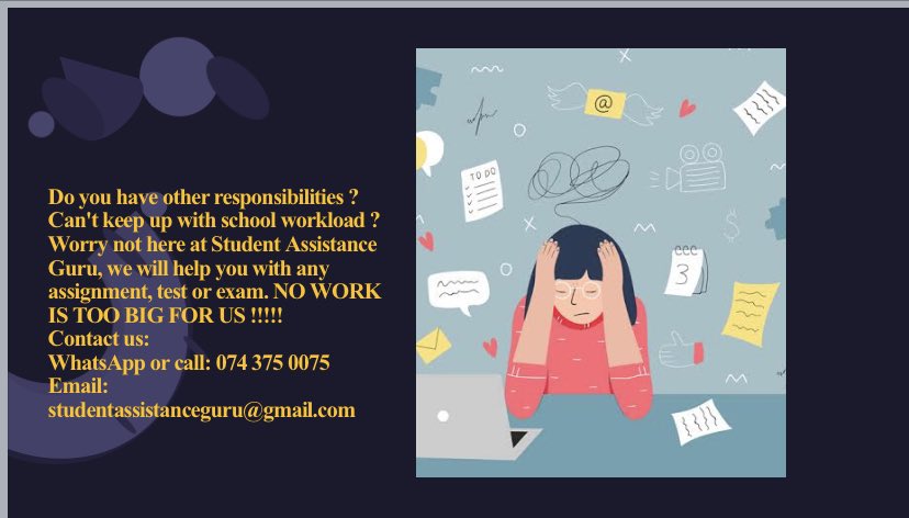 Shamiellah's tweet image. Juggling work, social-life, school and just living njee in general..??👀👀🙆🏾‍♀️

 Let Us take a bit of that load off your shoulders, the School part📚🖋️.. All you have to is get in touch:

📱: 074 375 0075
💻:Studentassistanceguru@gmail.com

#successisbettershared | Nonku | Slee |