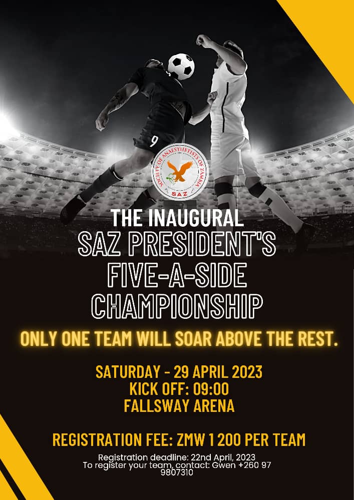 Hey #Zedtwitter

<a href="/SAZchangers/">Society of Anaesthetists of Zambia (SAZ)</a> is hosting this little shindig next weekend, a fundraiser in support of postgraduate anaesthesia training &amp; the training health care workers in perioperative care.

If you know any teams that want to take part, pls send them my way!