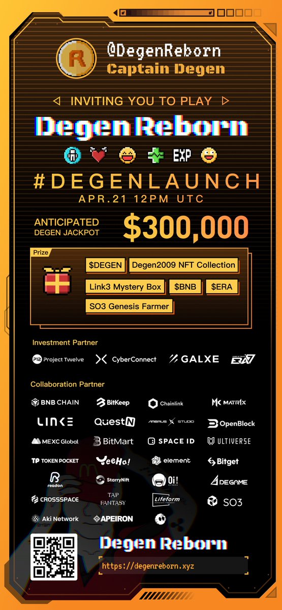 APR.21, 12PM UTC

Let $Degen Reborn: degenreborn.xyz