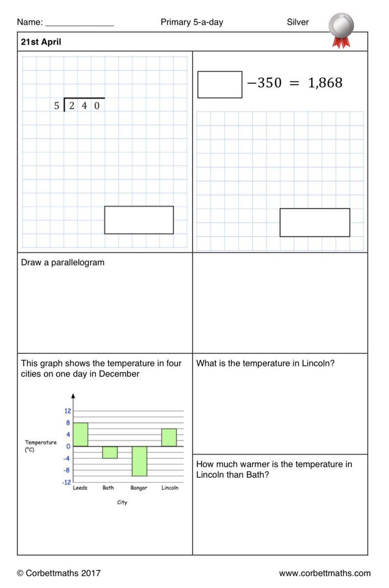 Corbettmaths on Twitter: "Primary 5-a-day with 4 levels of difficulty ...