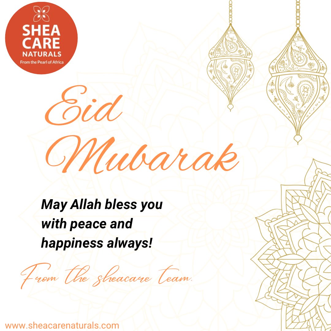 sheacareuganda's tweet photo. ✨Eid Mubarak to our Muslim community!
#Eid2023 #EidAlFitr #sheacarenaturals #sheabutter #shea #Nilotica https://t.co/RlVLdAdP7T