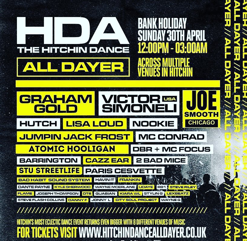 Hertfordshire Crew and surrounding areas! Looking for something to do Bank Holiday Sunday April 30th! Look no further! Check this line up and get your golden ticket 🎫 💥💥 #MusicIsLoveWithVibes #RT