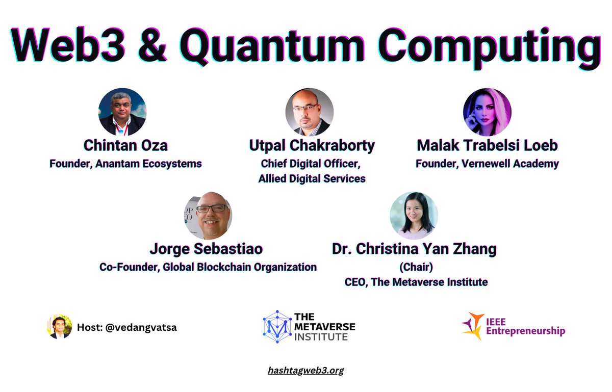 utpal_bob's tweet image. Will be addressing "Web3 & Quantum Computing" on 22nd April.
Organized by The Metaverse Institute & IEEE Entrepreneurship
Along with:
Dr. Christina Yan Zhang
Jorge Sebastiao
Chintan Oza
Malak Trabelsi Loeb
#quantumcomputing #web3 #quantummachinelearning #ai #metaverse
#QML