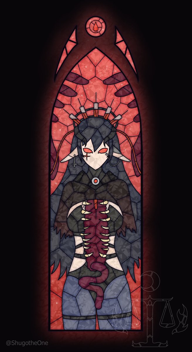Stained glass of the Blood Queen, with two versions!

#LaynaLazArt #StainedGlass